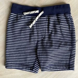 EUC CREWCUTS NAVY-WHITE STRIPE FLEECE SHORTS SZ4
